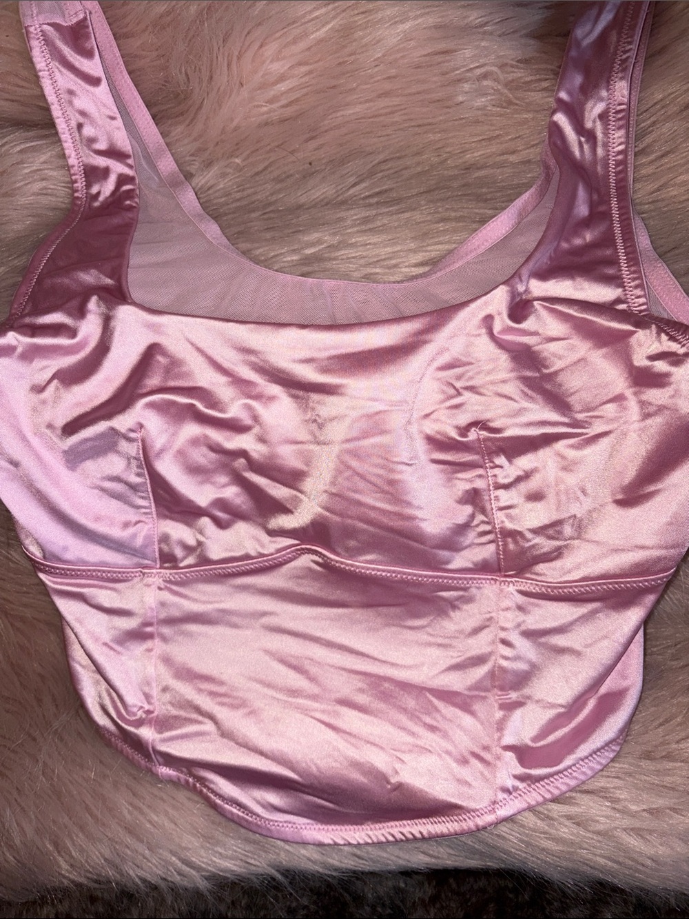 Colsie Pink Satin Crop Bralette